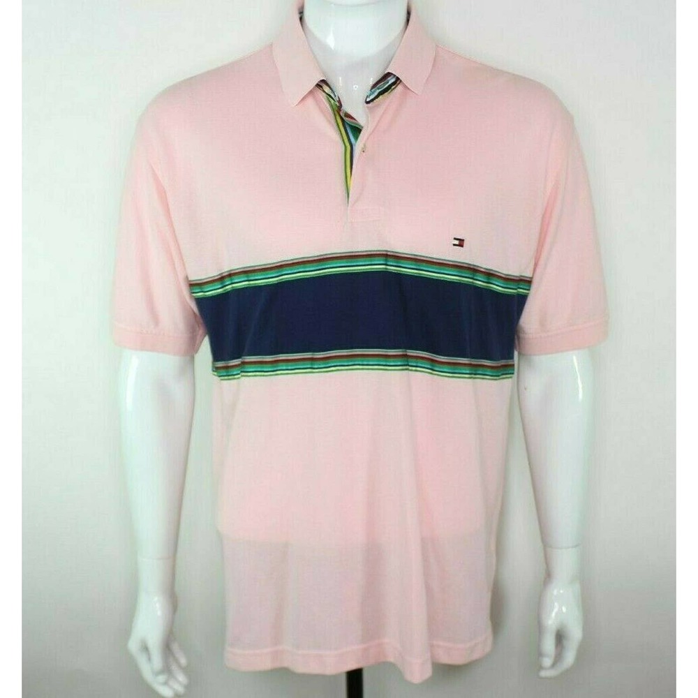 Tommy Hilfiger Men's Polo Shirt Pink Stripes